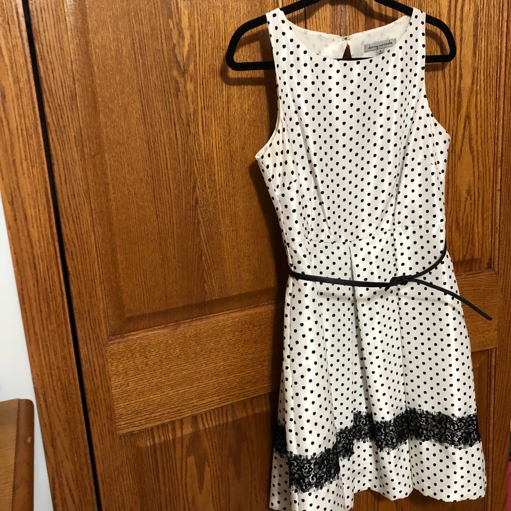 vintage inspired white polka dot dress